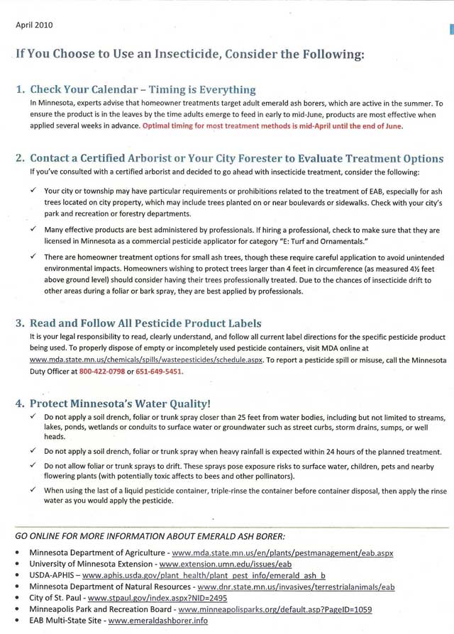 EAB Insecticide Uses